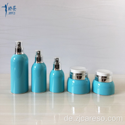 Blaue Airless-Flasche und Dose aus Acryl mit Pumpe